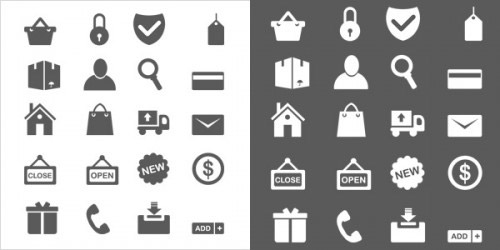 20 Minimal ecommerce icons (vector PSD)