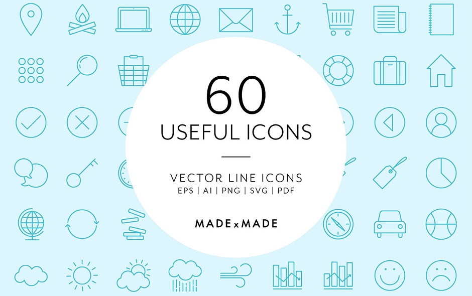 60 Free and Useful Line Icons from Made x Made