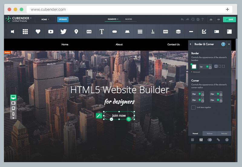 Cubender responsive website builder - designed for designers