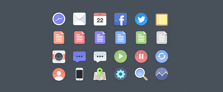 24 Flat Icons by PremiumPixels