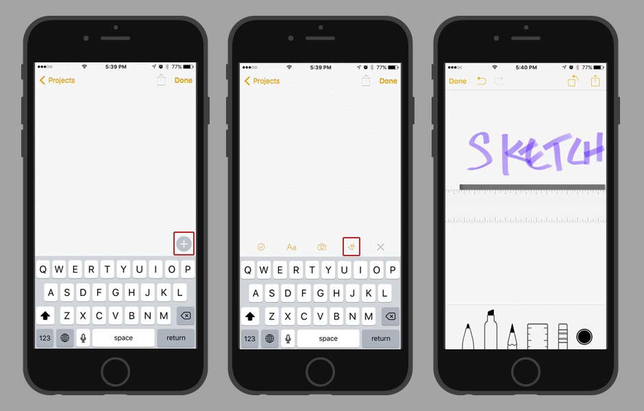 iOS TIps and Tricks - Sketch in your notes
