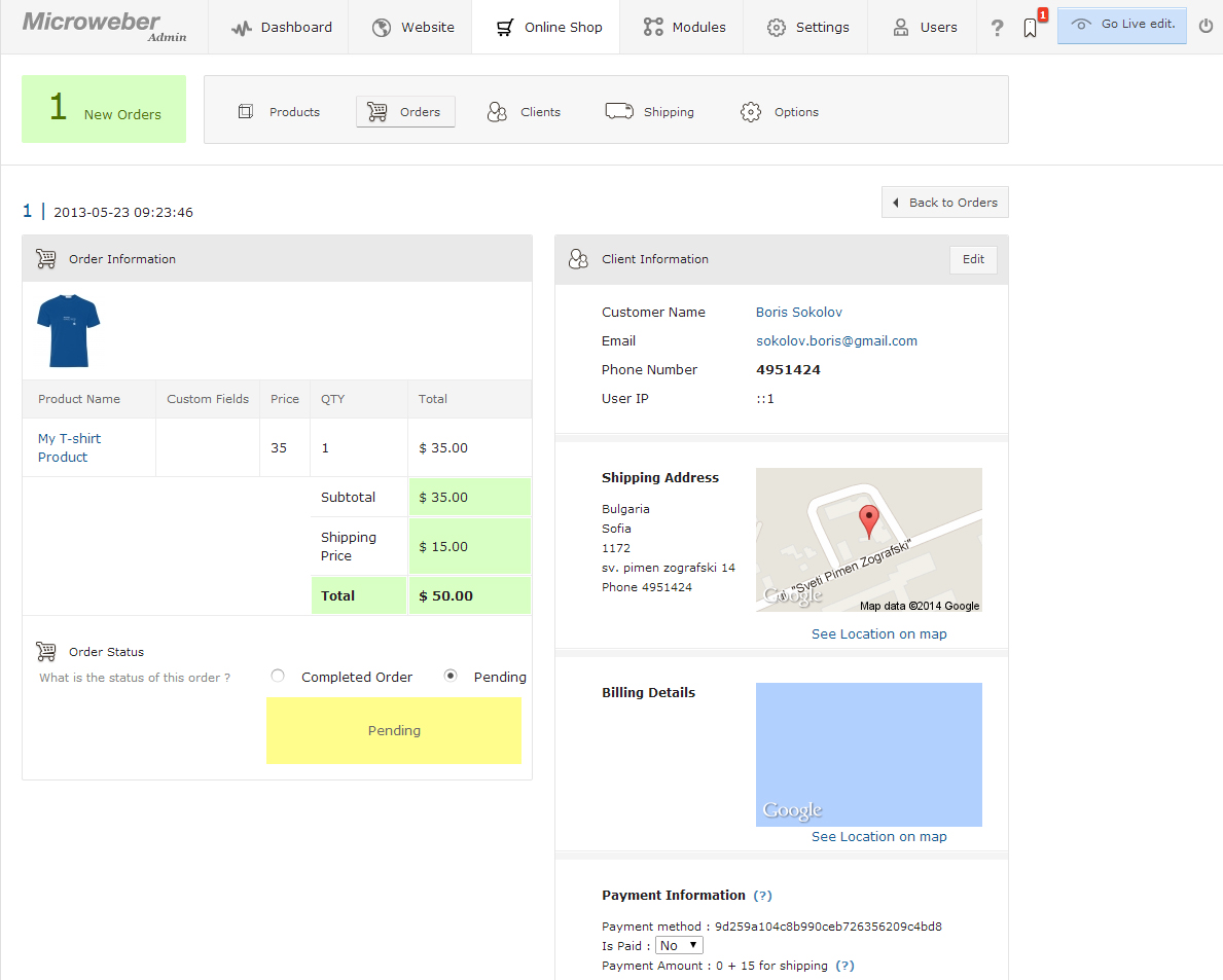 Microweber E-commerce